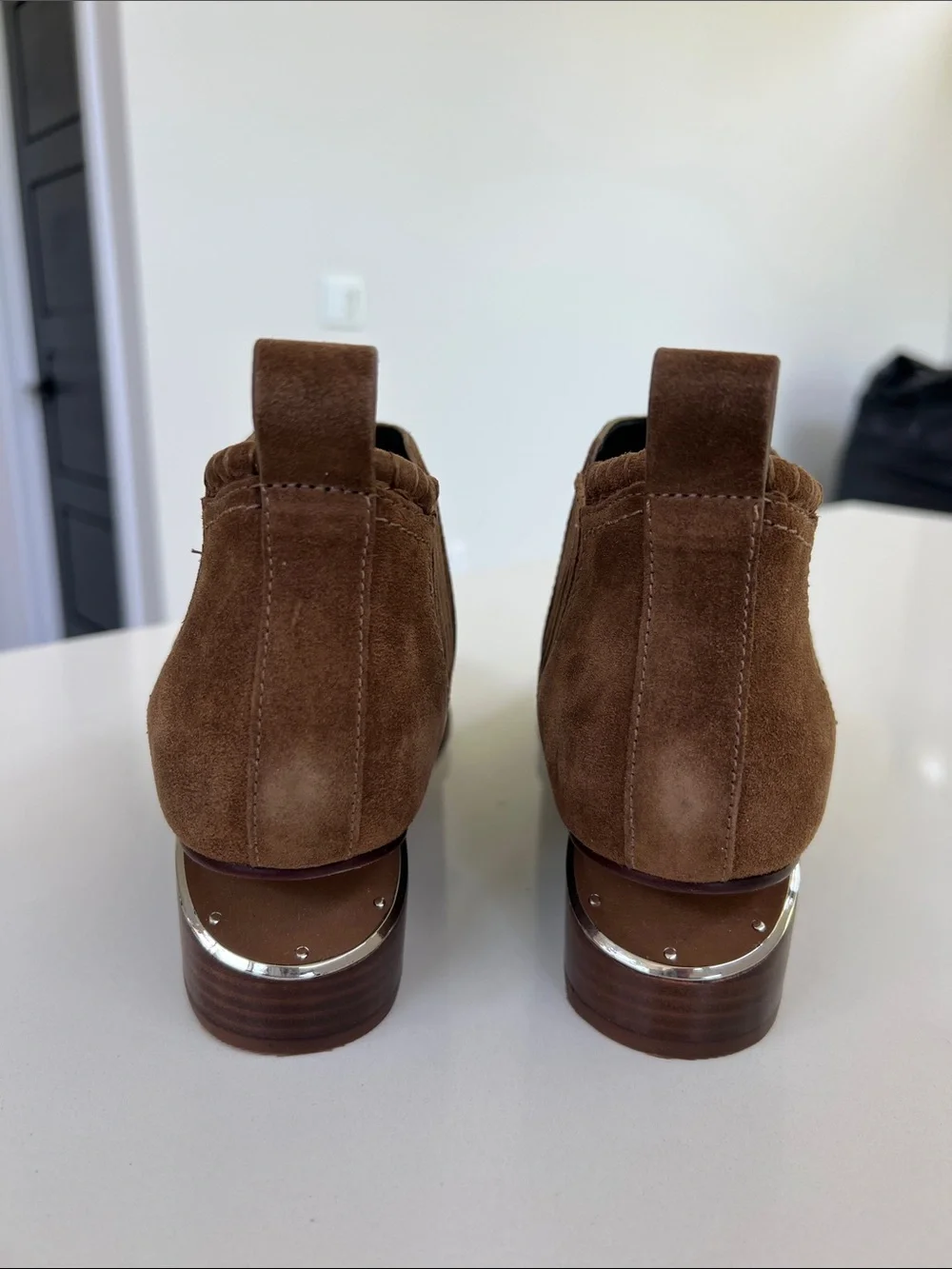 Alexander Wang kori brown suede ankle boots pointed toe booties cut out heels 37